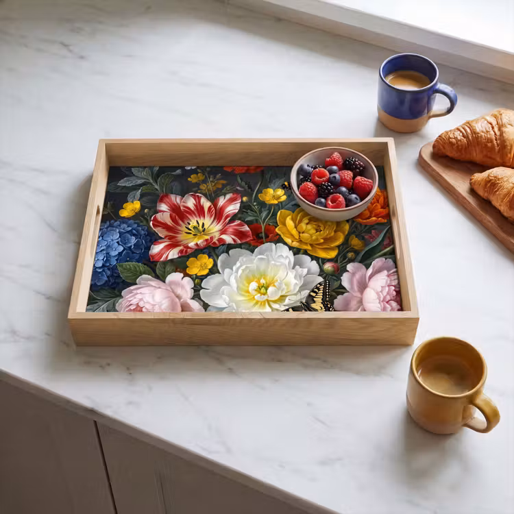 Bloemen - Boeket - Klassiek - Kleurrijk - Natuur Dienblad Rechthoek middel -sfeer2