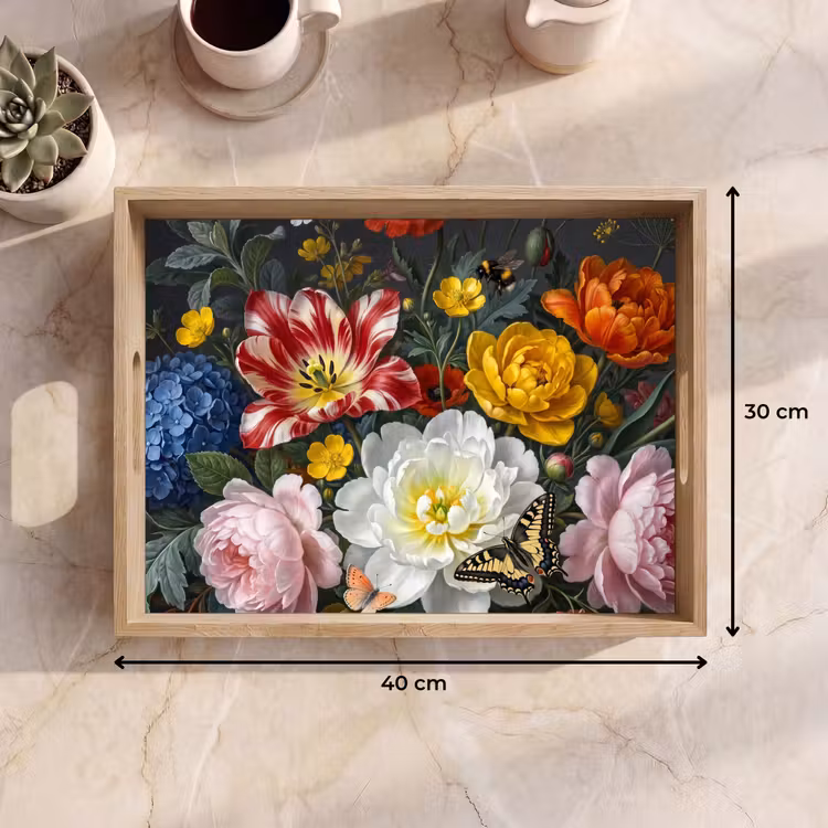 Bloemen - Boeket - Klassiek - Kleurrijk - Natuur Dienblad Rechthoek middel -USP_Formaat