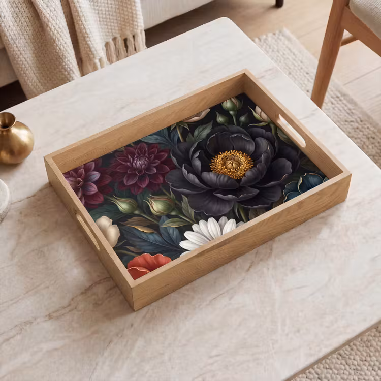 Bloemen - Boeket - Natuur - Klassiek - Weelderig Dienblad Rechthoek middel -sfeer1