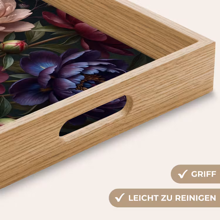 Bloemen - Boeket - Natuur - Modern - Donker Dienblad Rechthoek middel -USP_HandgreepDE