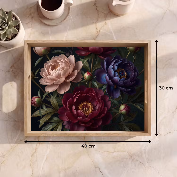 Bloemen - Boeket - Natuur - Modern - Donker Dienblad Rechthoek middel -USP_Formaat