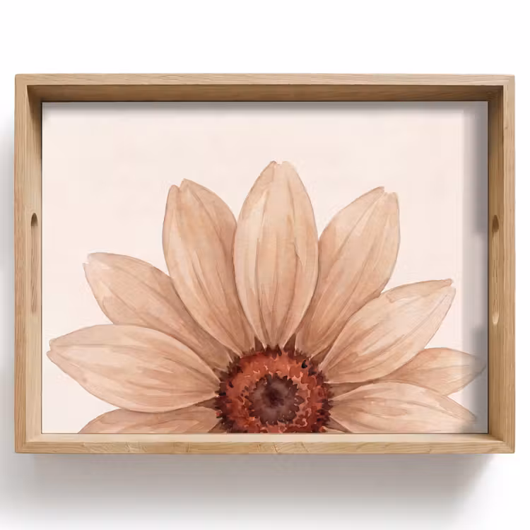 Bloemen - Bloemblad - Natuur - Aquarel - Beige Dienblad Rechthoek middel -z3d_shopping