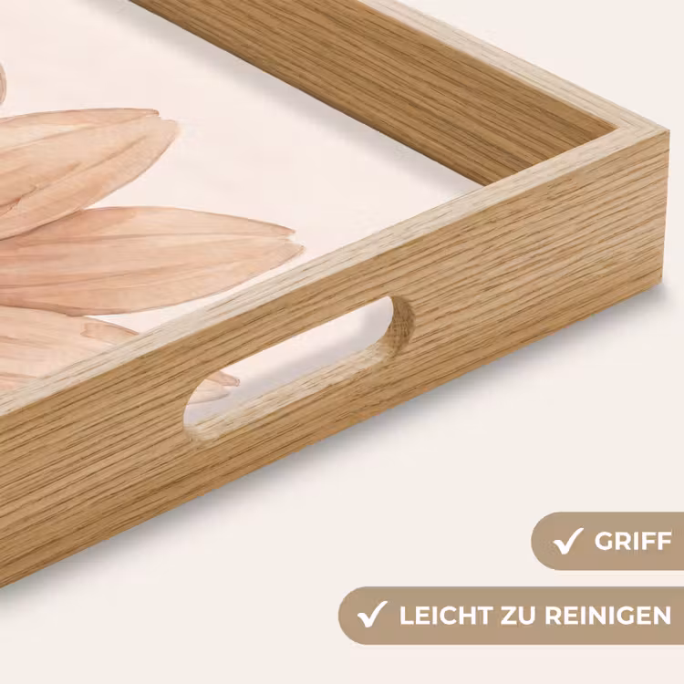Bloemen - Bloemblad - Natuur - Aquarel - Beige Dienblad Rechthoek middel -USP_HandgreepDE
