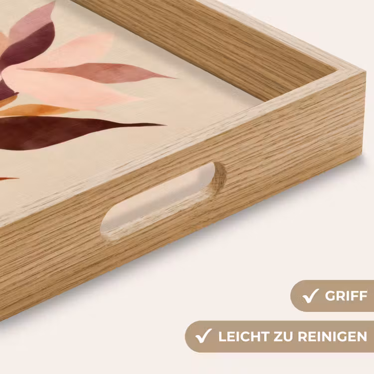 Bloemen - Blaadjes - Minimalistisch - Roze Dienblad Rechthoek middel -USP_HandgreepDE