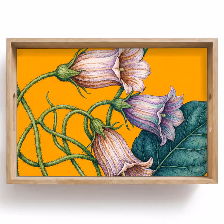 Tablett - Blumen – Botanik – Gelb - Bloemen - Botanisch - Geel Dienblad Rechthoek middel