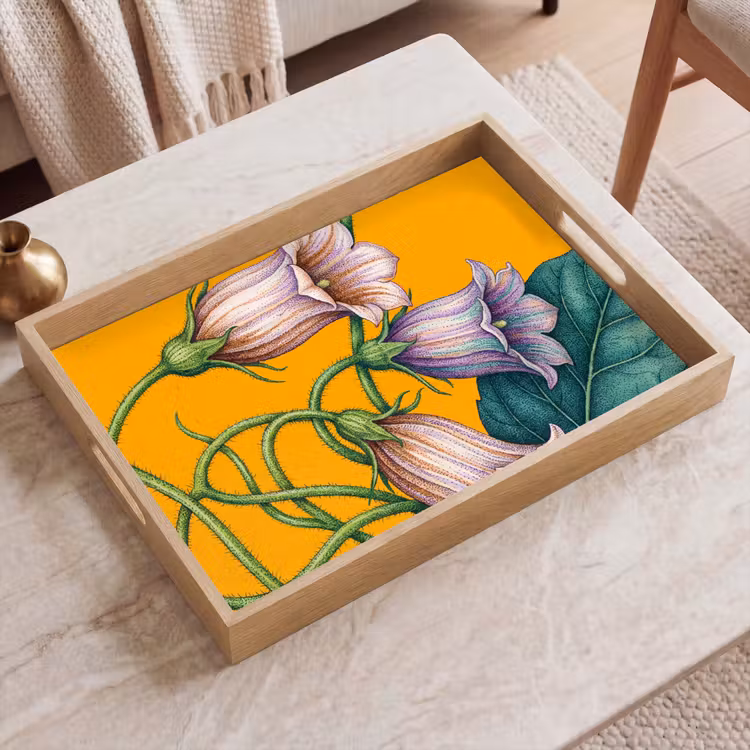 Tablett - Blumen – Botanik – Gelb - Bloemen - Botanisch - Geel Dienblad Rechthoek middel