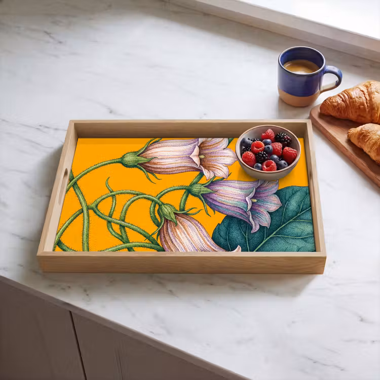 Tablett - Blumen – Botanik – Gelb - Bloemen - Botanisch - Geel Dienblad Rechthoek middel