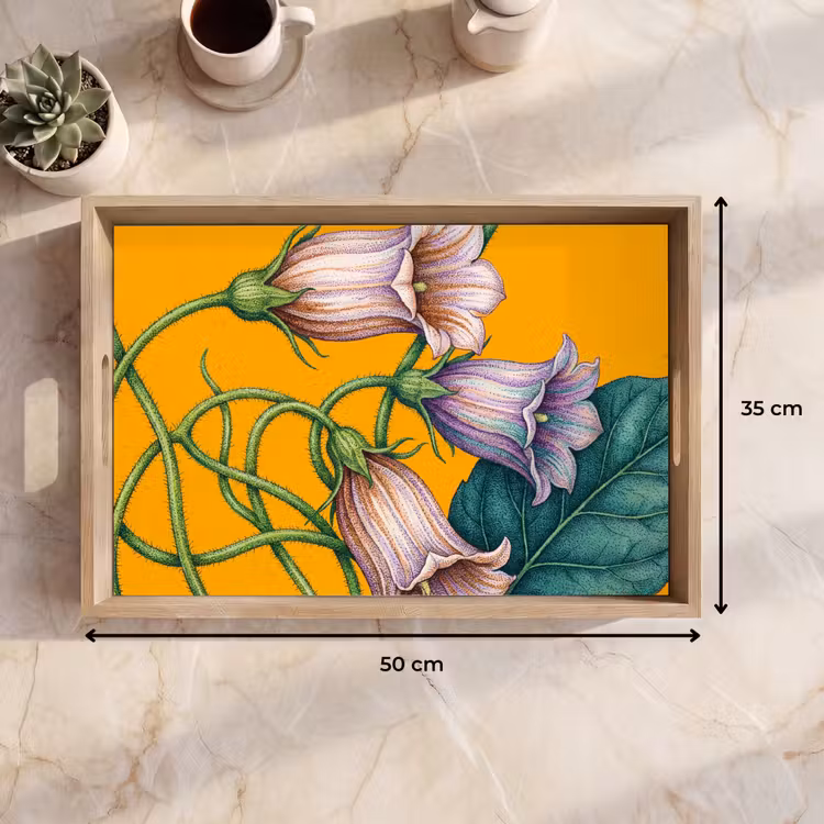 Tablett - Blumen – Botanik – Gelb - Bloemen - Botanisch - Geel Dienblad Rechthoek middel