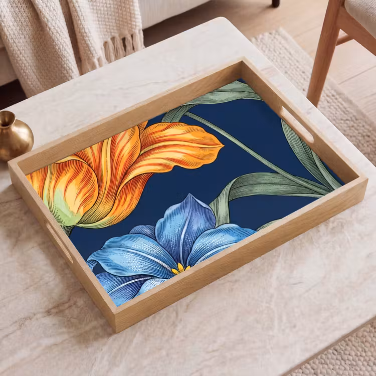 Tablett - Blumen – Botanik – Muster - Bloemen - Botanisch - Patroon Dienblad Rechthoek middel