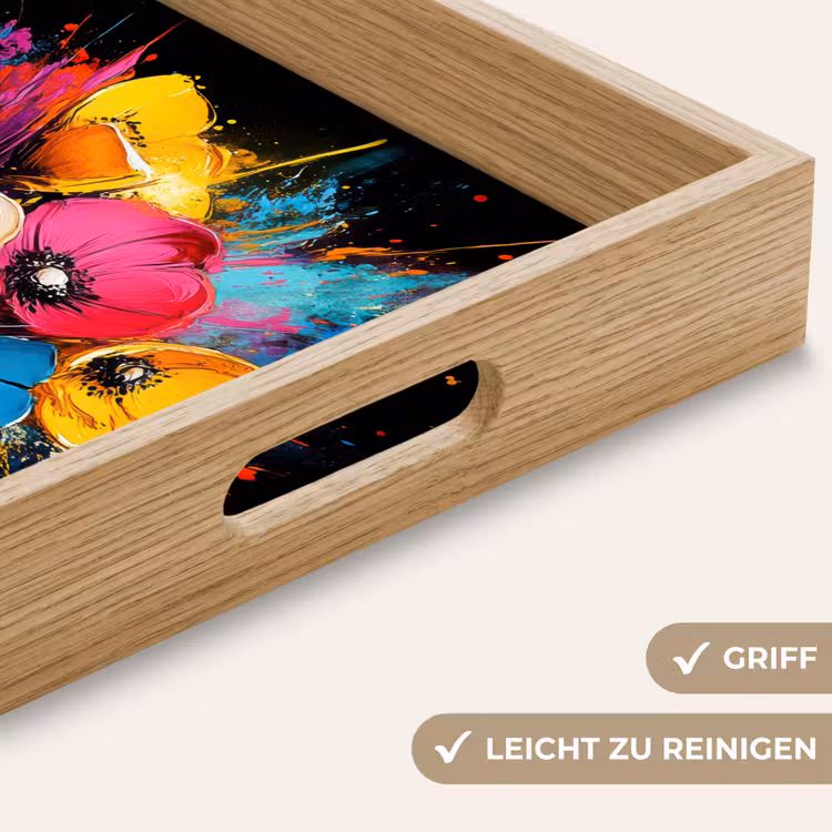 Bloemen - Kleurrijk - Graffiti - Modern - Boeket Dienblad Rechthoek middel -USP_HandgreepDE