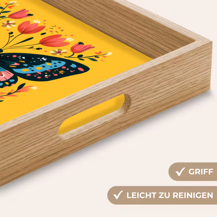Bloemen - Kleurrijk - Vlinder - Sierlijk Dienblad Rechthoek middel -USP_HandgreepDE