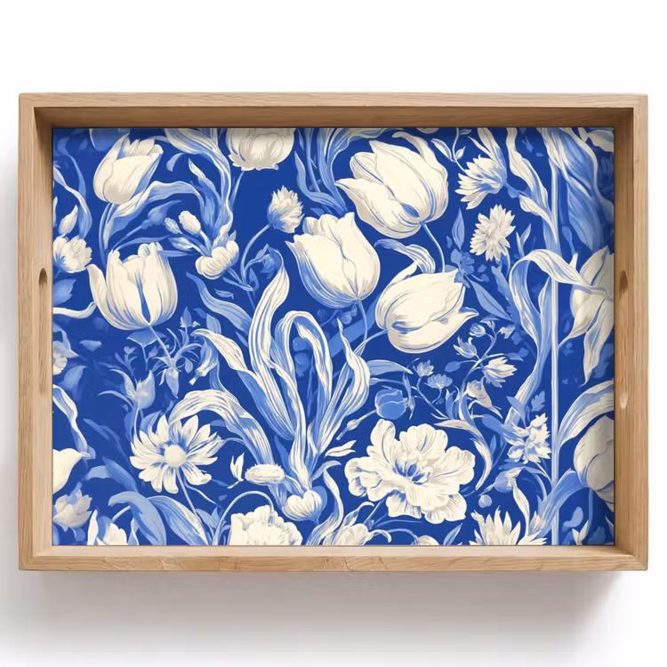 Bloemen - Delfts Blauw - Patroon - Tulp Dienblad Rechthoek middel -z3d_shopping