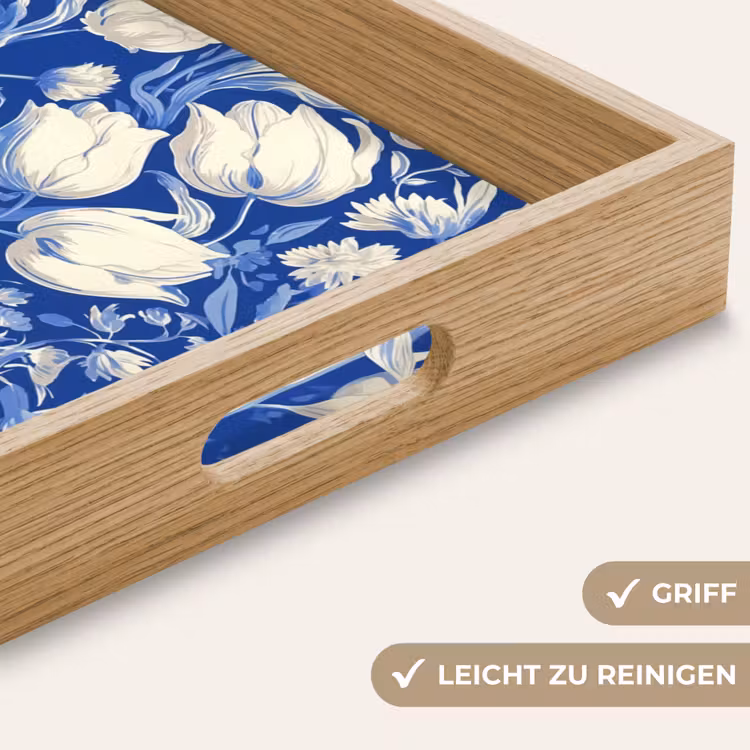 Bloemen - Delfts Blauw - Patroon - Tulp Dienblad Rechthoek middel -USP_HandgreepDE