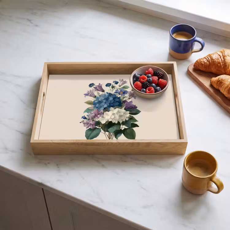 Bloemen - Gedetailleerd - Rust - Realistisch Dienblad Rechthoek middel -sfeer2