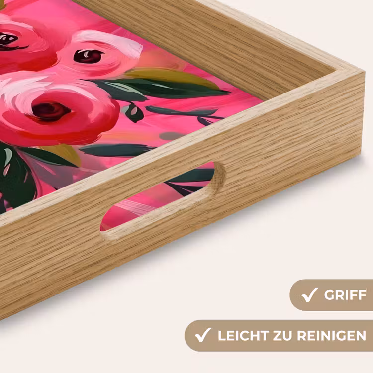 Bloemen - Verf - Roze Dienblad Rechthoek middel -USP_HandgreepDE