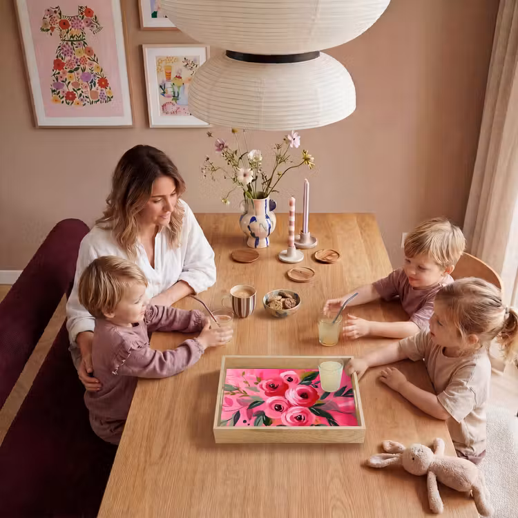 Bloemen - Verf - Roze Dienblad Rechthoek middel -sfeer4