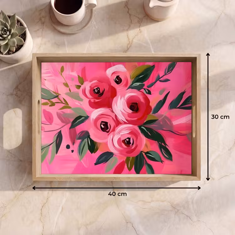 Bloemen - Verf - Roze Dienblad Rechthoek middel -USP_Formaat