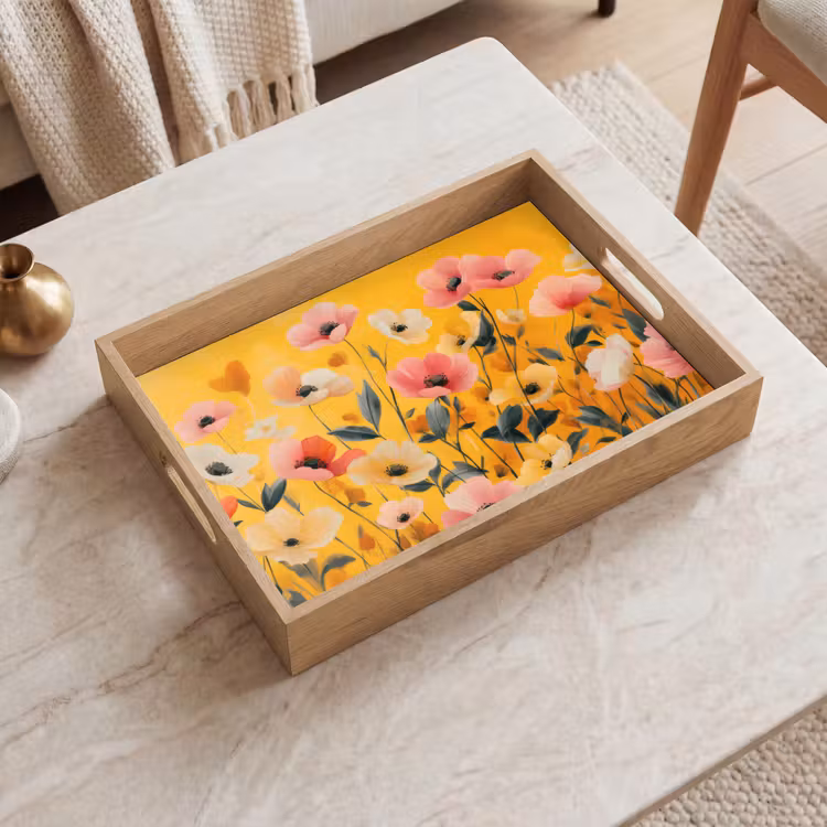 Bloemen - Veld - Geel Dienblad Rechthoek middel -sfeer1