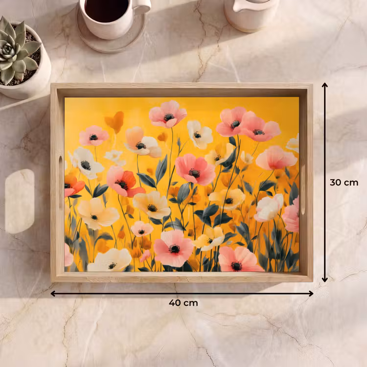 Bloemen - Veld - Geel Dienblad Rechthoek middel -USP_Formaat