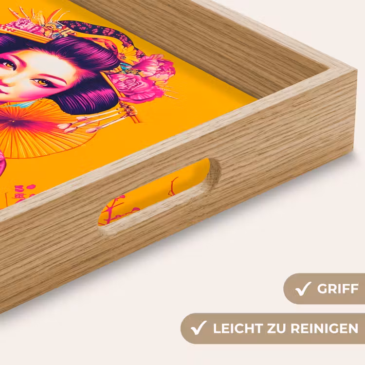 Bloemen - Vrouw - Kimono - Roze Dienblad Rechthoek middel -USP_HandgreepDE