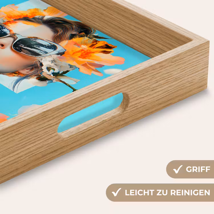 Bloemen - Vrouw - Zonnebril - Blauw Dienblad Rechthoek middel -USP_HandgreepDE