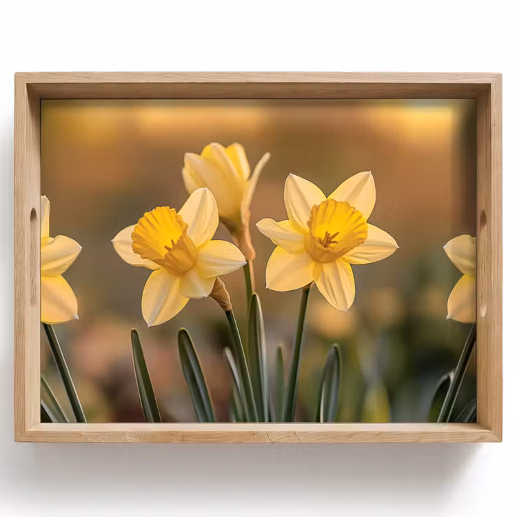 Bloemen - Geel - Wazig Dienblad Rechthoek middel -z3d_shopping