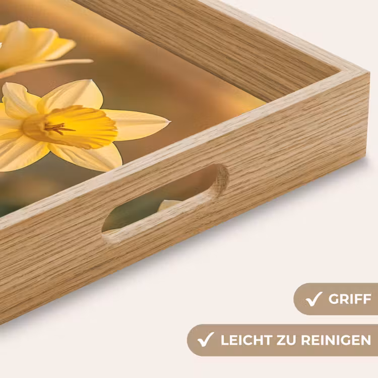 Bloemen - Geel - Wazig Dienblad Rechthoek middel -USP_HandgreepDE