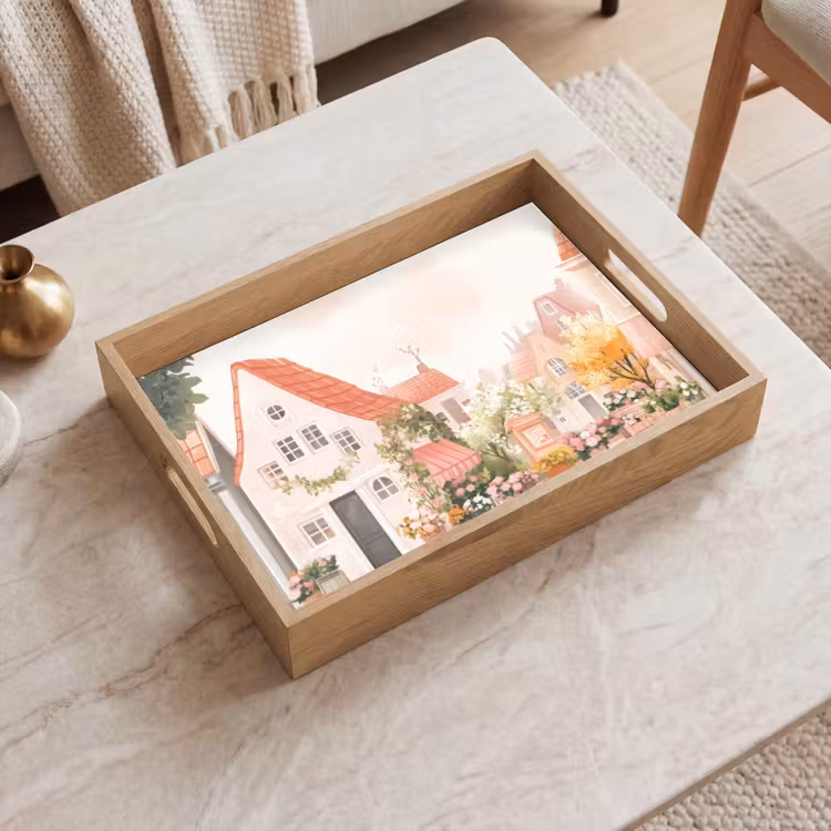 Bloemen - Huizen - Dorp Dienblad Rechthoek middel -sfeer1