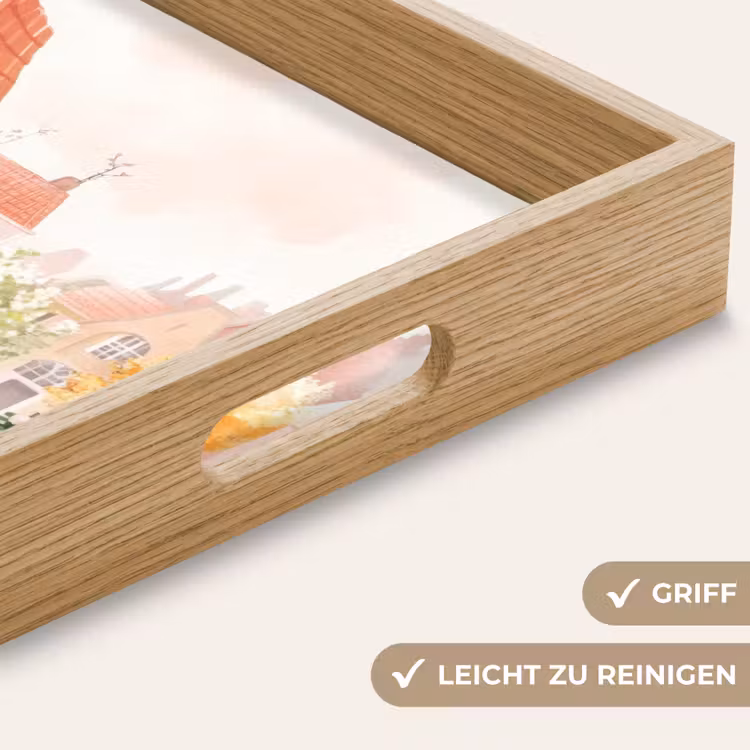 Bloemen - Huizen - Dorp Dienblad Rechthoek middel -USP_HandgreepDE