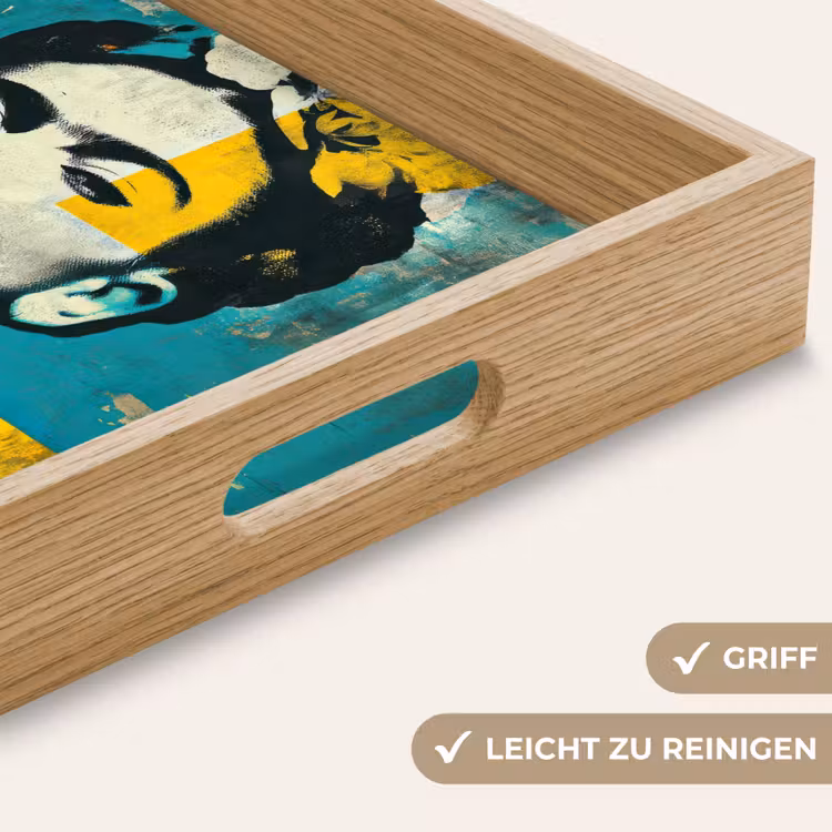 Bloemen - Felle kleuren - Grafisch - Modern Dienblad Rechthoek middel -USP_HandgreepDE