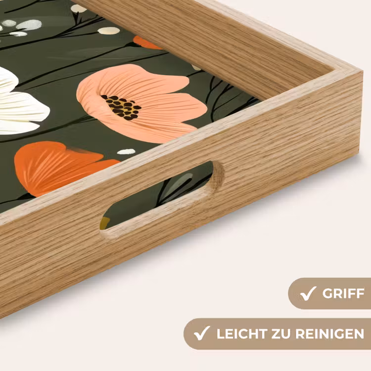 Bloemen - Illustratie - Groen Dienblad Rechthoek middel -USP_HandgreepDE