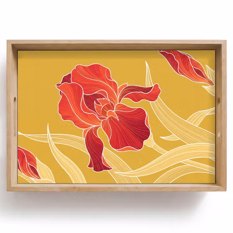 Tablett - Blumen – Illustration – Rot - Bloemen - Illustratie - Rood Dienblad Rechthoek middel