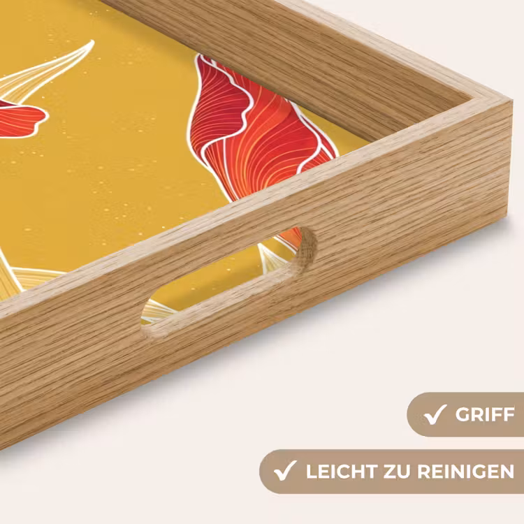 Tablett - Blumen – Illustration – Rot - Bloemen - Illustratie - Rood Dienblad Rechthoek middel