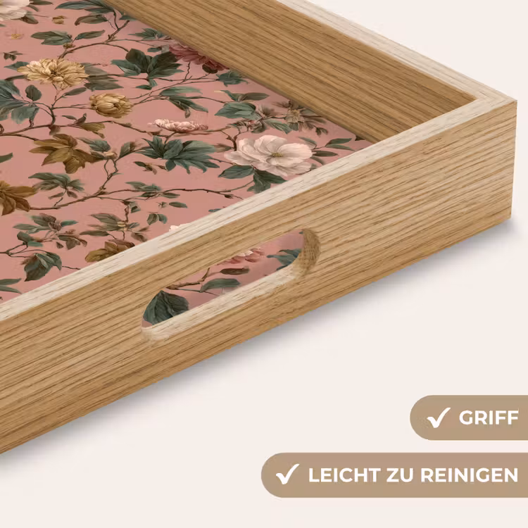 Bloemen - Klassiek - Roze Dienblad Rechthoek middel 911 -USP_HandgreepDE