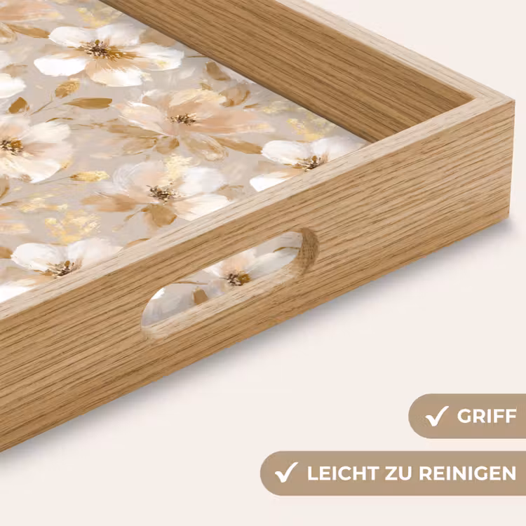 Bloemen - artistiek - Goud Dienblad Rechthoek middel 911 -USP_HandgreepDE
