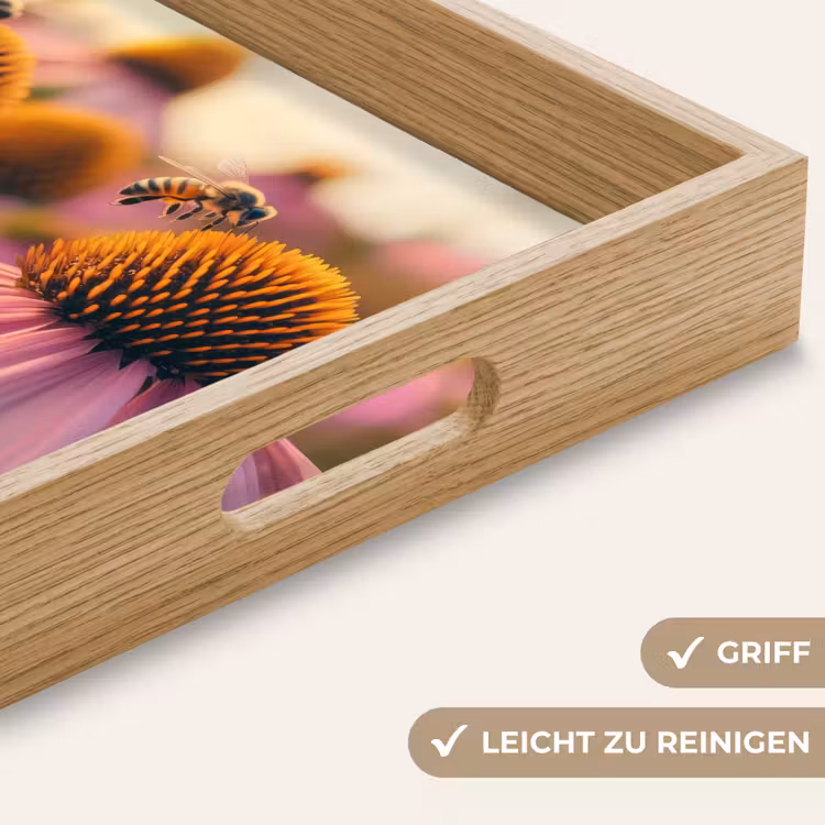 Bloemen - Paars - Bijen Dienblad Rechthoek middel -USP_HandgreepDE