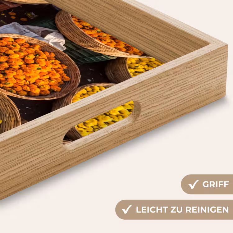 Tablett - Blumen – Markt – Bunt - Bloemen - Markt - Kleurrijk Dienblad Rechthoek middel