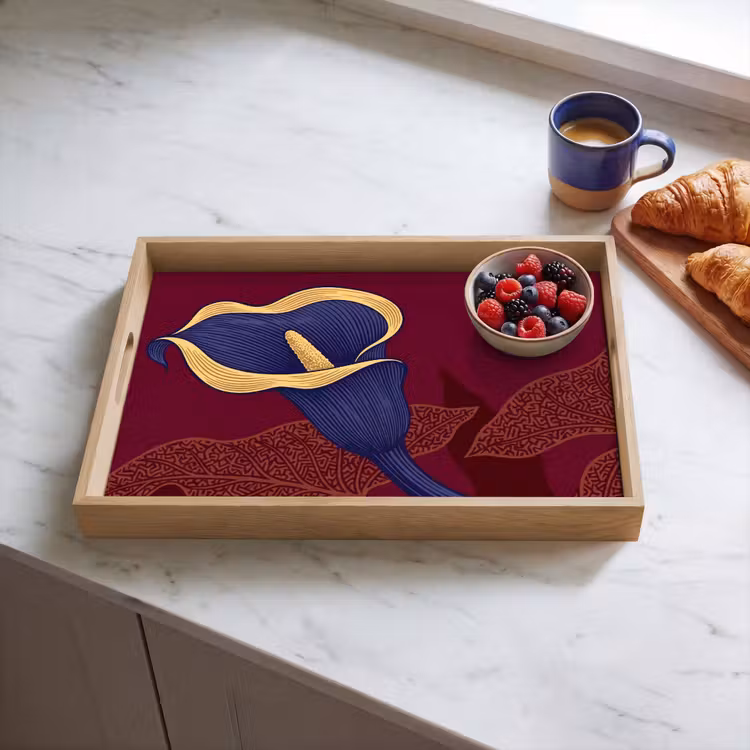 Tablett - Blumen – Modern – Lila - Bloemen - Modern - Paars Dienblad Rechthoek middel