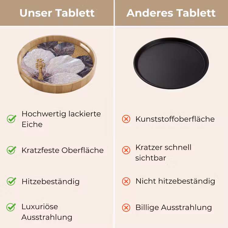 Bloemen - Mozaïek - Kunst - Modern - Goud Dienblad Rond middel -USP_VergelijkingDE