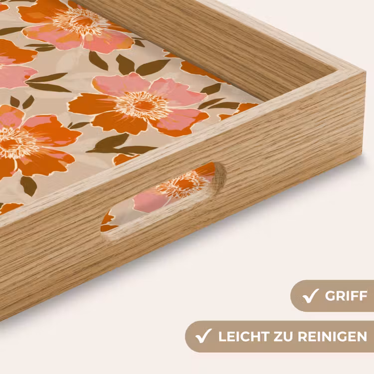 Bloemen - Motief - Retro Dienblad Rechthoek middel 911 -USP_HandgreepDE