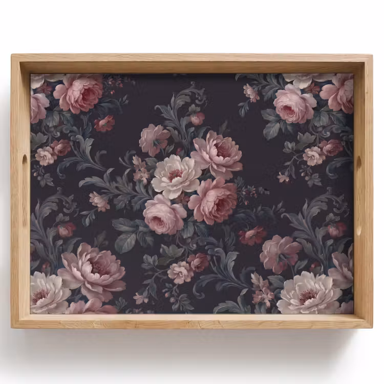 Bloemen - Patroon - Sierlijk - Roze - Donker Dienblad Rechthoek middel -z3d_shopping