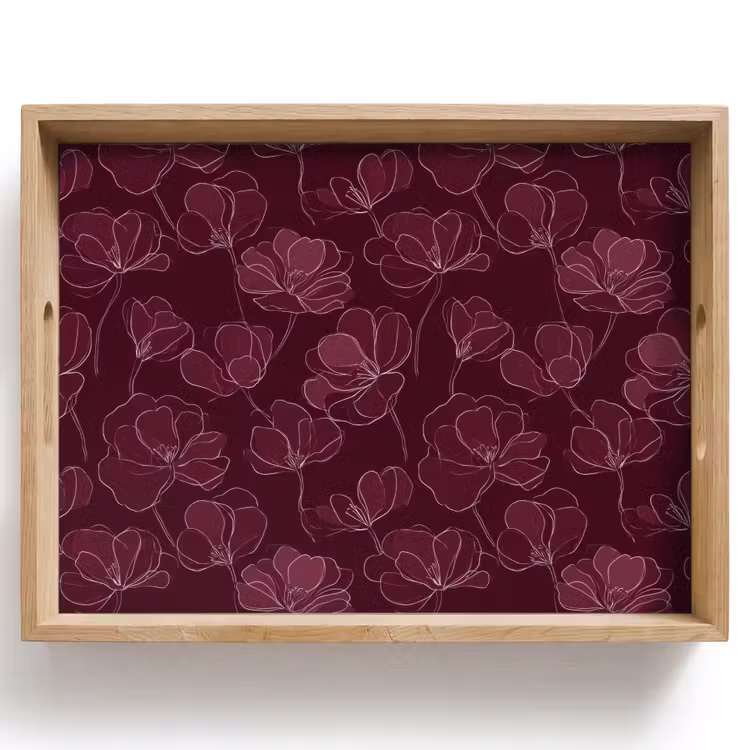 Bloemen - Patroon - Bordeauxrood Dienblad Rechthoek middel 911 -z3d_shopping