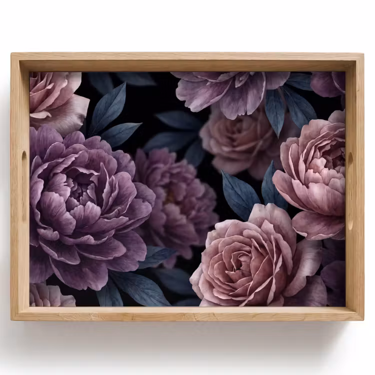 Bloemen - Patroon - Donker - Botanisch - Paars Dienblad Rechthoek middel -z3d_shopping