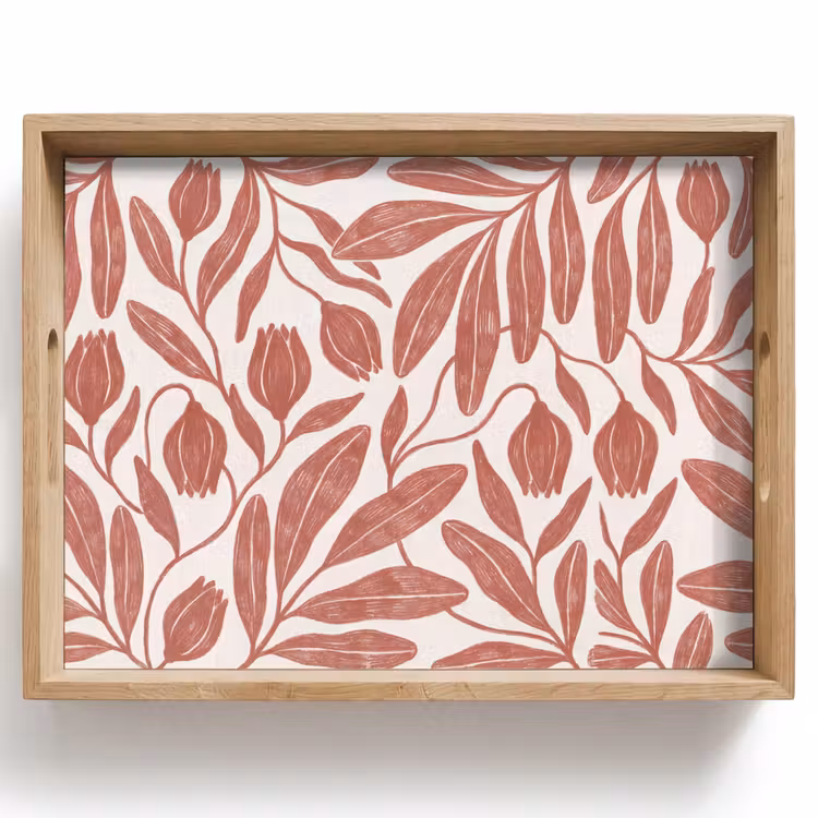 Bloemen - Patroon - Modern - Natuur - Bruin Dienblad Rechthoek middel -z3d_shopping