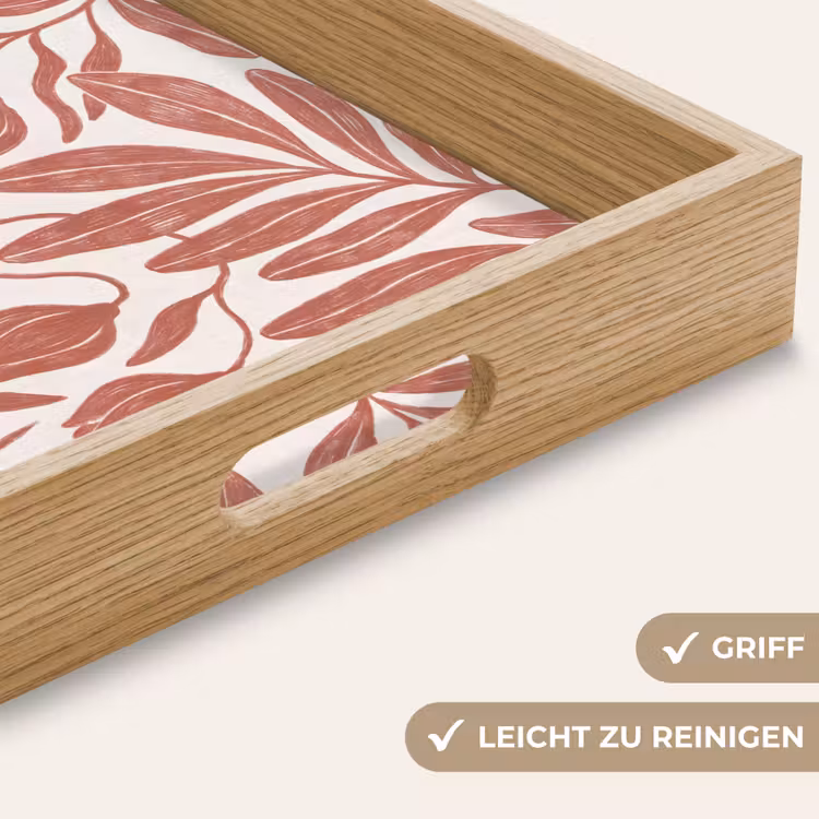 Bloemen - Patroon - Modern - Natuur - Bruin Dienblad Rechthoek middel -USP_HandgreepDE