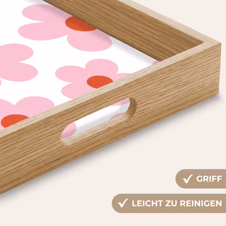 Bloemen - Patroon - Modern - Roze - Wit Dienblad Rechthoek middel -USP_HandgreepDE