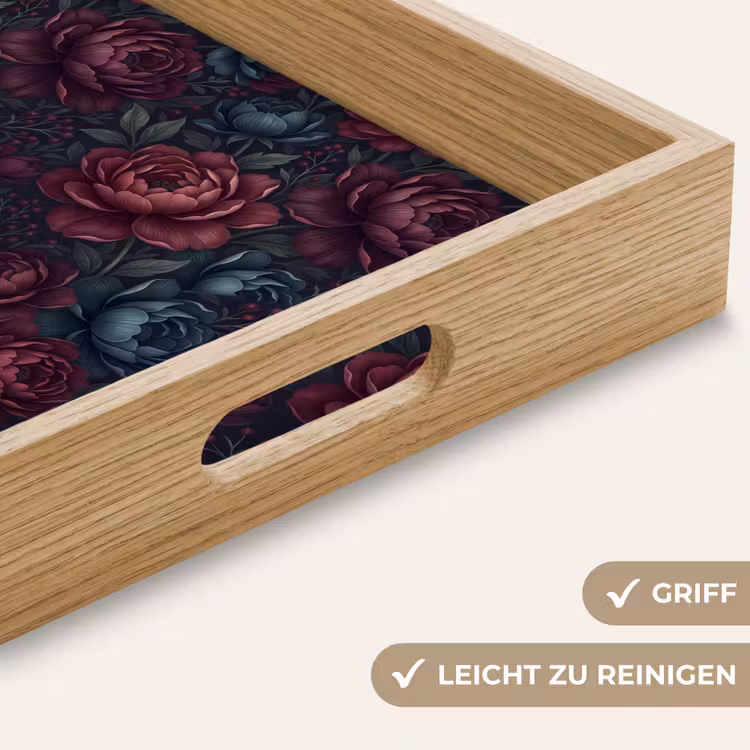 Bloemen - Patroon - Natuur - Klassiek - Donker Dienblad Rechthoek middel -USP_HandgreepDE