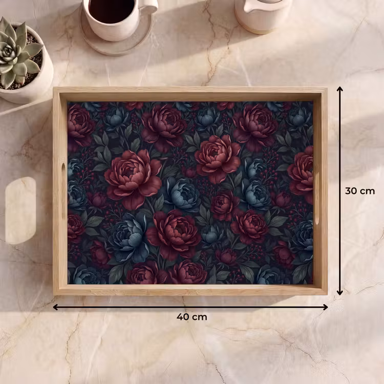 Bloemen - Patroon - Natuur - Klassiek - Donker Dienblad Rechthoek middel -USP_Formaat