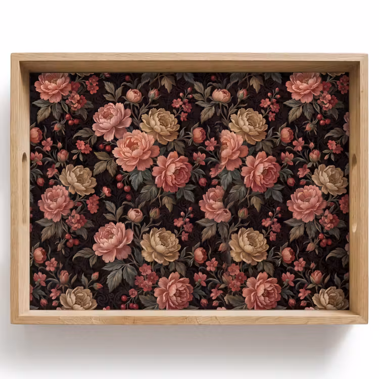 Bloemen - Patroon - Natuur - Vintage - Roze Dienblad Rechthoek middel -z3d_shopping