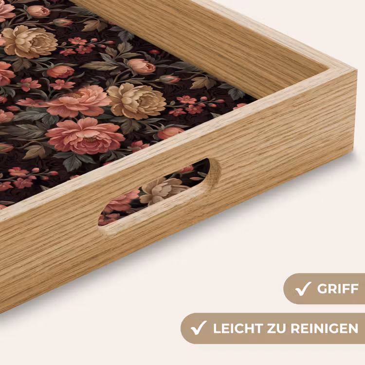 Bloemen - Patroon - Natuur - Vintage - Roze Dienblad Rechthoek middel -USP_HandgreepDE
